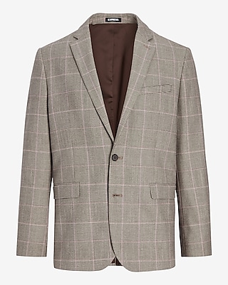 Slim Plaid Flannel Suit Jacket
