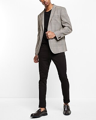 Slim Plaid Flannel Suit Jacket