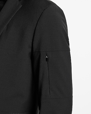 Slim Black Wool-Blend Modern Tech Blazer