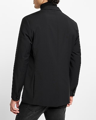 Slim Black Wool-Blend Modern Tech Blazer