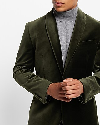 Slim Solid Green Velvet Tuxedo Blazer Express