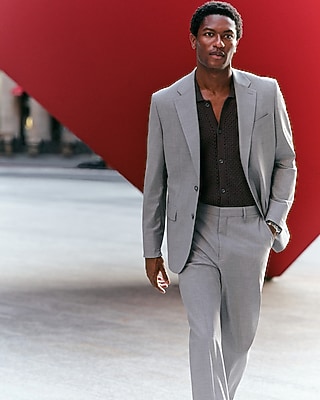 Relaxed Gray Stretch Suit Jacket | Express