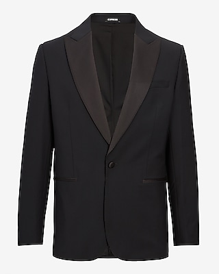Slim Black Performance Stretch Wool-Blend Tuxedo Jacket
