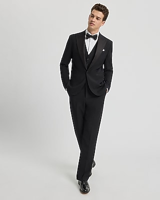 Slim Black Performance Stretch Wool-Blend Tuxedo Jacket