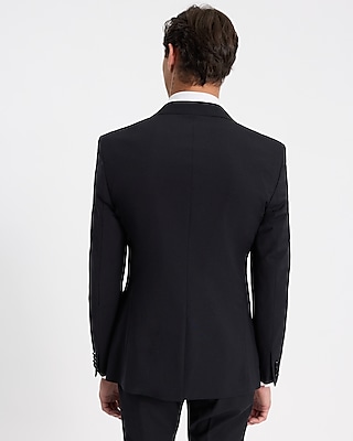 Slim Black Performance Stretch Wool-Blend Tuxedo Jacket