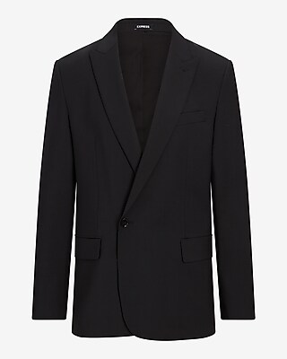 Slim Black Asymmetrical Double Breasted Wool-Blend Modern Tech Blazer