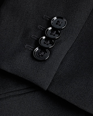 Slim Black Asymmetrical Double Breasted Wool-Blend Modern Tech Blazer