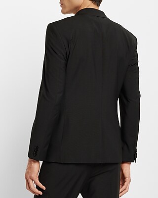 Slim Black Asymmetrical Double Breasted Wool-Blend Modern Tech Blazer