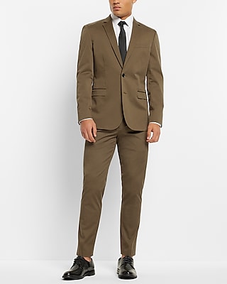 Extra Slim Brown Cotton Stretch Suit Jacket