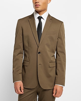 Extra Slim Brown Cotton Stretch Suit Jacket