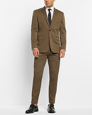 Extra Slim Brown Cotton Stretch Suit Jacket