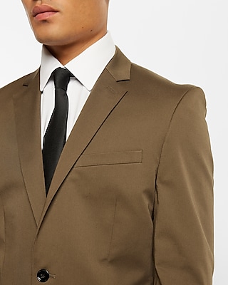 Extra Slim Brown Cotton Stretch Suit Jacket