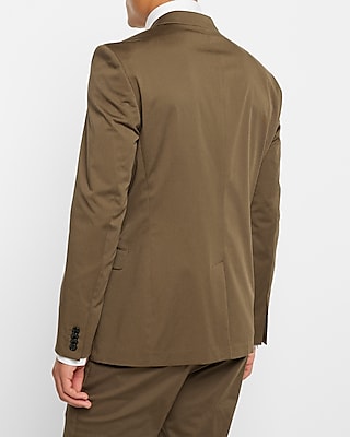 Extra Slim Brown Cotton Stretch Suit Jacket