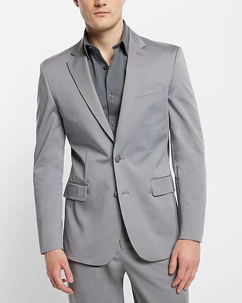 express.com | Extra Slim Grey Cotton Stretch Suit Jacket