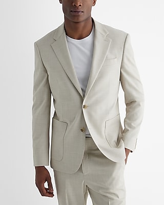 Slim Light Khaki Slub Suit Jacket