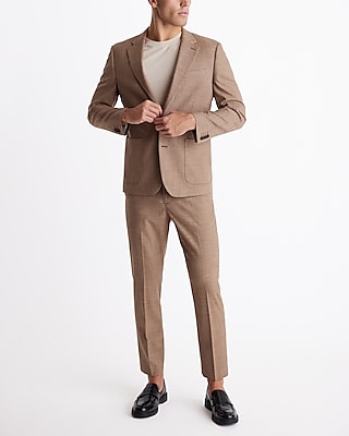 Slim Light Brown Slub Suit Jacket