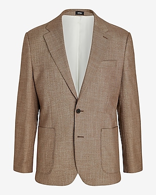 Slim Light Brown Slub Suit Jacket