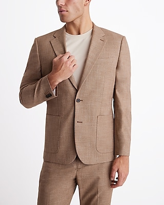 Slim Light Brown Slub Suit Jacket