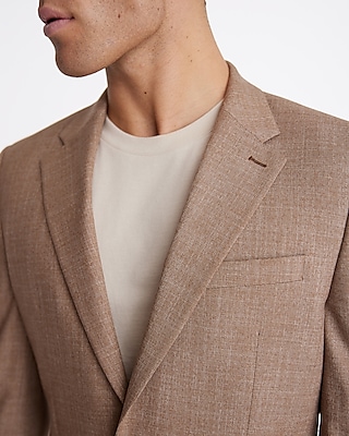 Slim Light Brown Slub Suit Jacket