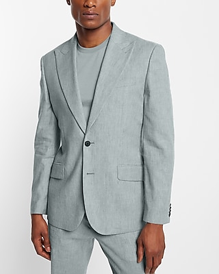 Slim Light Blue Linen Suit Jacket