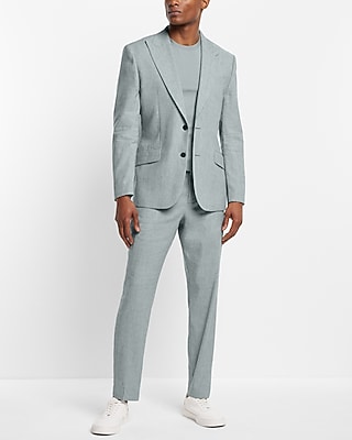 Slim Light Blue Linen Suit Jacket