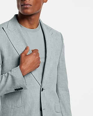 Slim Light Blue Linen Suit Jacket