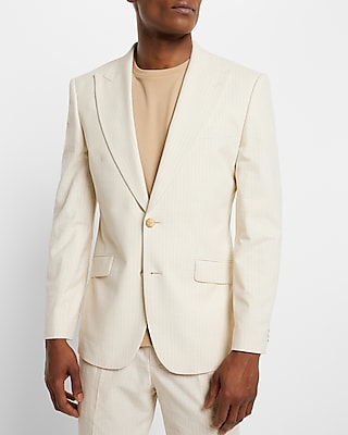 Slim Striped Brushed Knit Suit Jacket