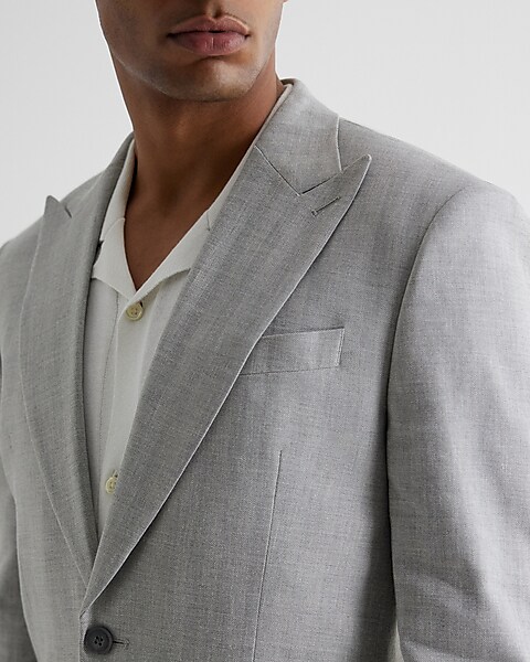 Slim Gray Linen-blend Suit Jacket | Express