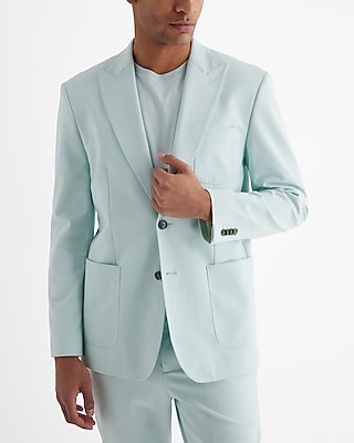 Concrete Slim Fit Teal Houndstooth Blazer