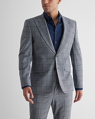 Extra Slim Windowpane Wool-blend Modern Tech Suit Jacket | Express