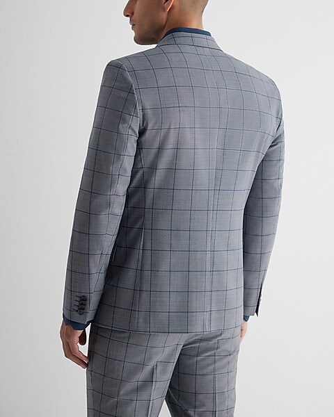 Extra Slim Windowpane Wool-blend Modern Tech Suit Jacket | Express