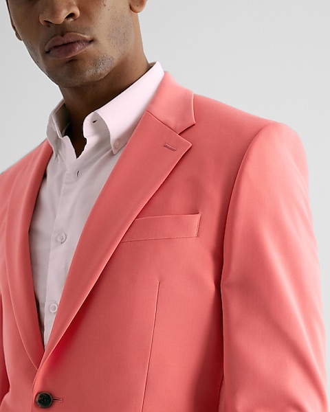 Slim Coral Wool-blend Modern Tech Suit Jacket