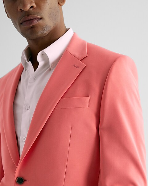 Slim Coral Wool-blend Modern Tech Suit Pant