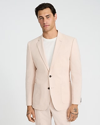 Classic Blue Linen-blend Suit Jacket | Express