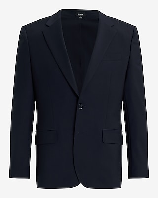 Slim Dark Navy Wool-Blend Modern Tech Suit Jacket