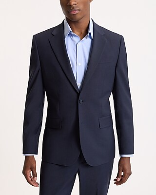 Slim Dark Navy Wool-Blend Modern Tech Suit Jacket