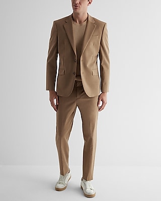 Slim Tan Wool-Blend Modern Tech Suit Jacket