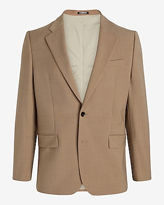 Slim Tan Wool-Blend Modern Tech Suit Jacket