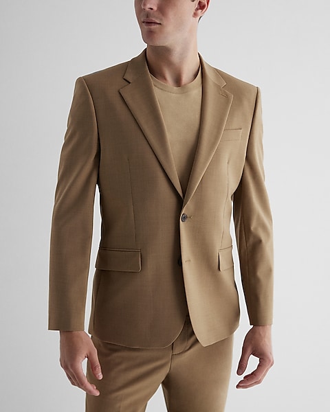 Slim Tan Wool-blend Modern Tech Suit Jacket | Express