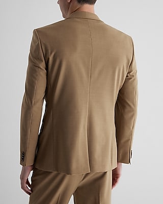 Slim Tan Wool-Blend Modern Tech Suit Jacket