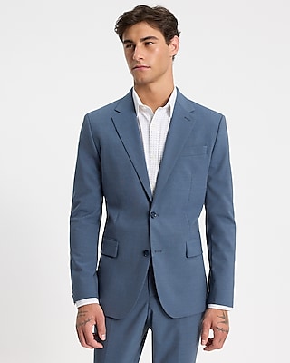 Slim Dusty Blue Wool-Blend Modern Tech Suit Jacket