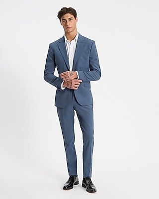 Slim Dusty Blue Wool-Blend Washable Modern Tech Suit Jacket - image 5