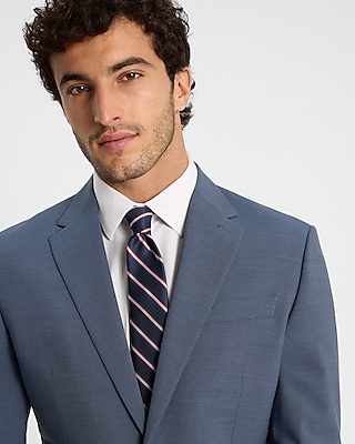 Classic Dusty Blue Wool-Blend Modern Tech Suit Jacket