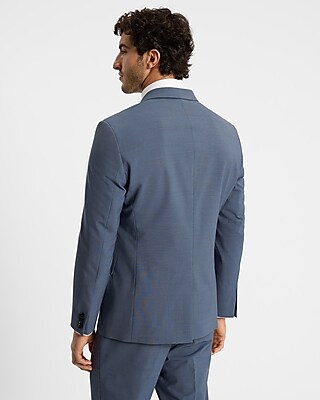 Classic Dusty Blue Wool-Blend Modern Tech Suit Jacket