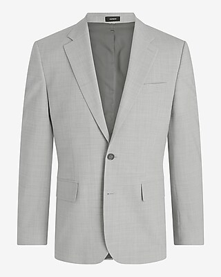 Slim Light Gray Wool-Blend Modern Tech Suit Jacket