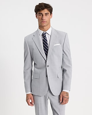 Slim Light Gray Wool-Blend Modern Tech Suit Jacket