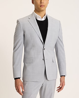 Classic Light Gray Wool-Blend Modern Tech Suit Jacket