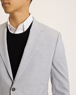 Classic Light Gray Wool-Blend Modern Tech Suit Jacket