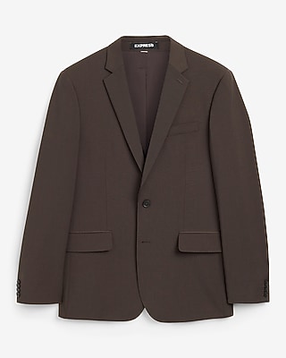 Slim Brown Wool-Blend Washable Modern Tech Suit Jacket