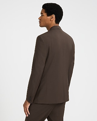 Slim Brown Wool-Blend Washable Modern Tech Suit Jacket